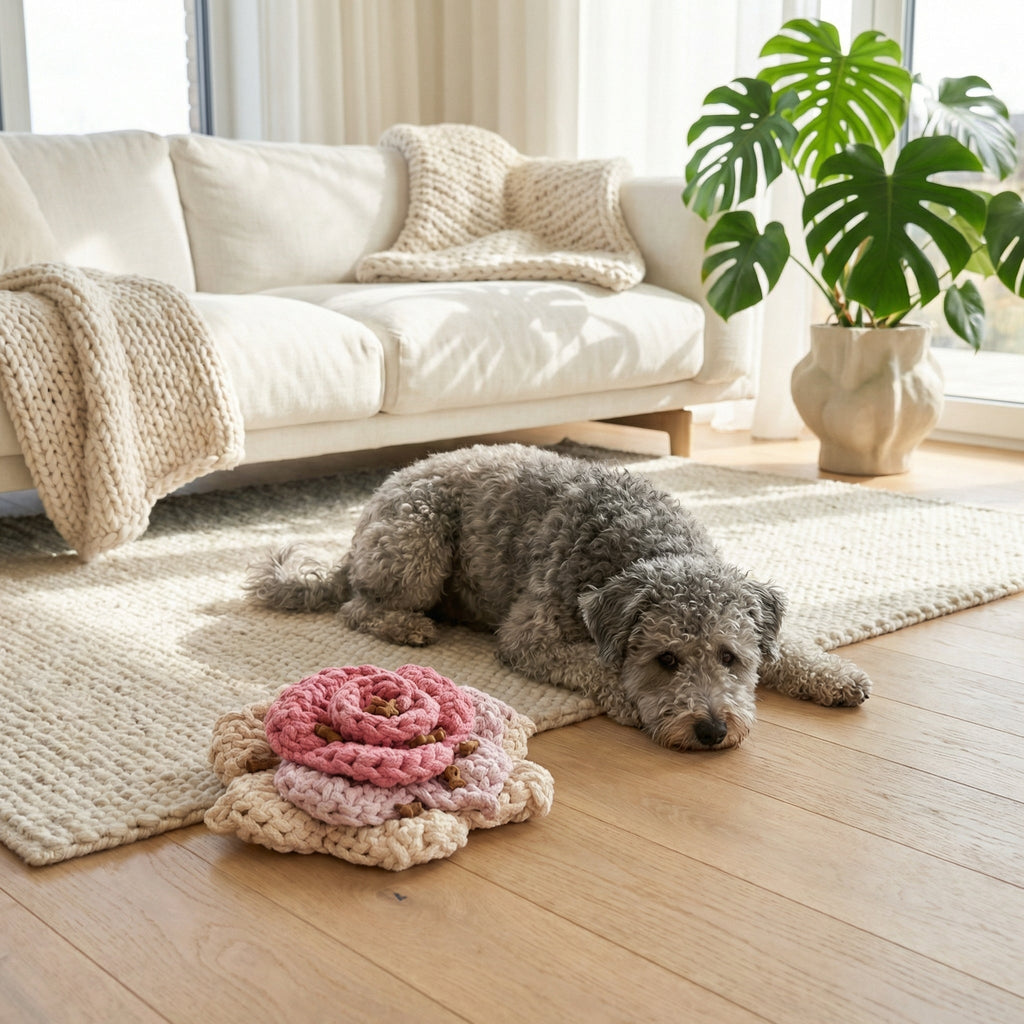 Prunus Blossom: Snuffle Flower Dog  Rope Toy | Handcrafted-3