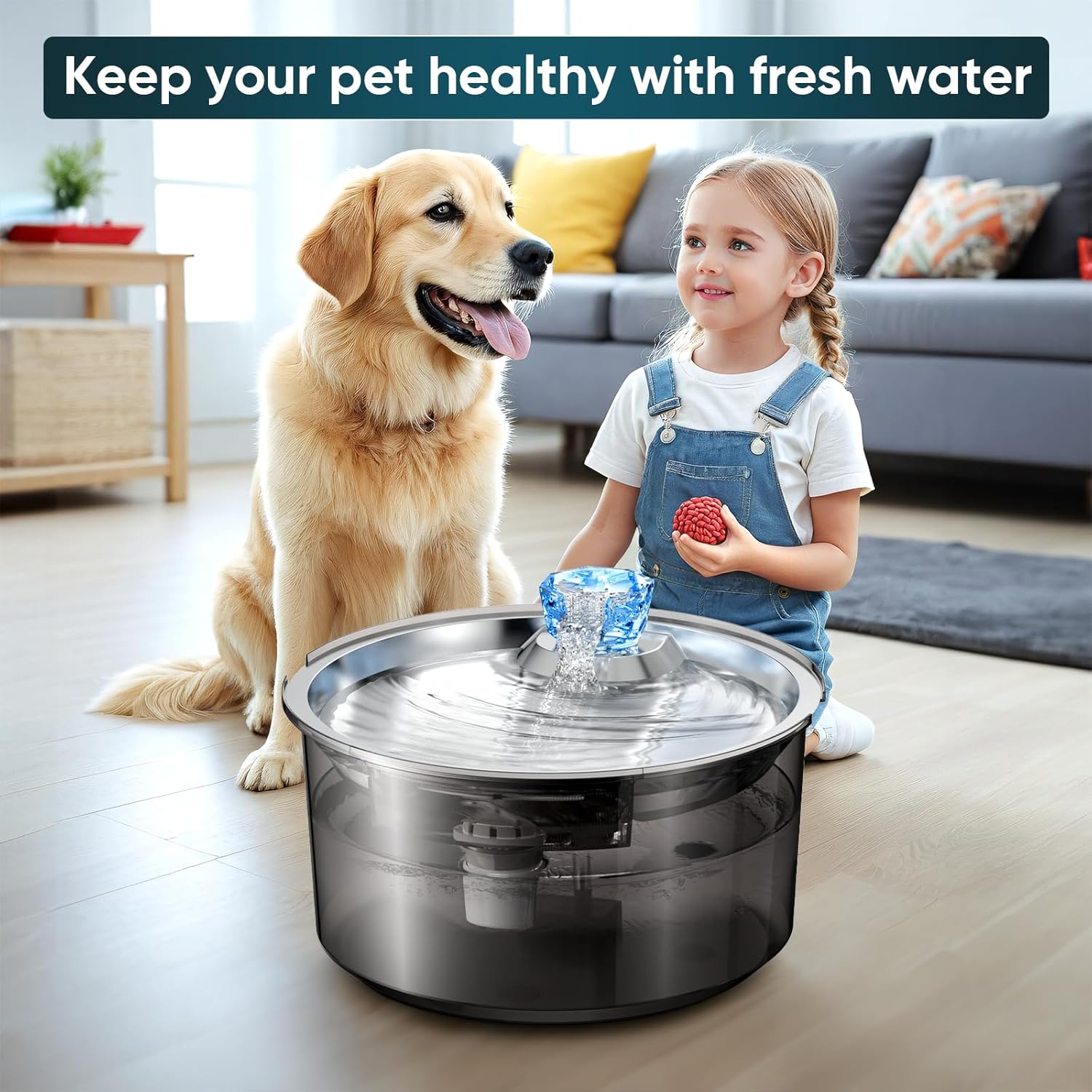 2.6Gal/10L Dog Water Fountain for Dogs & Cats & Multiple Pets D2340-1