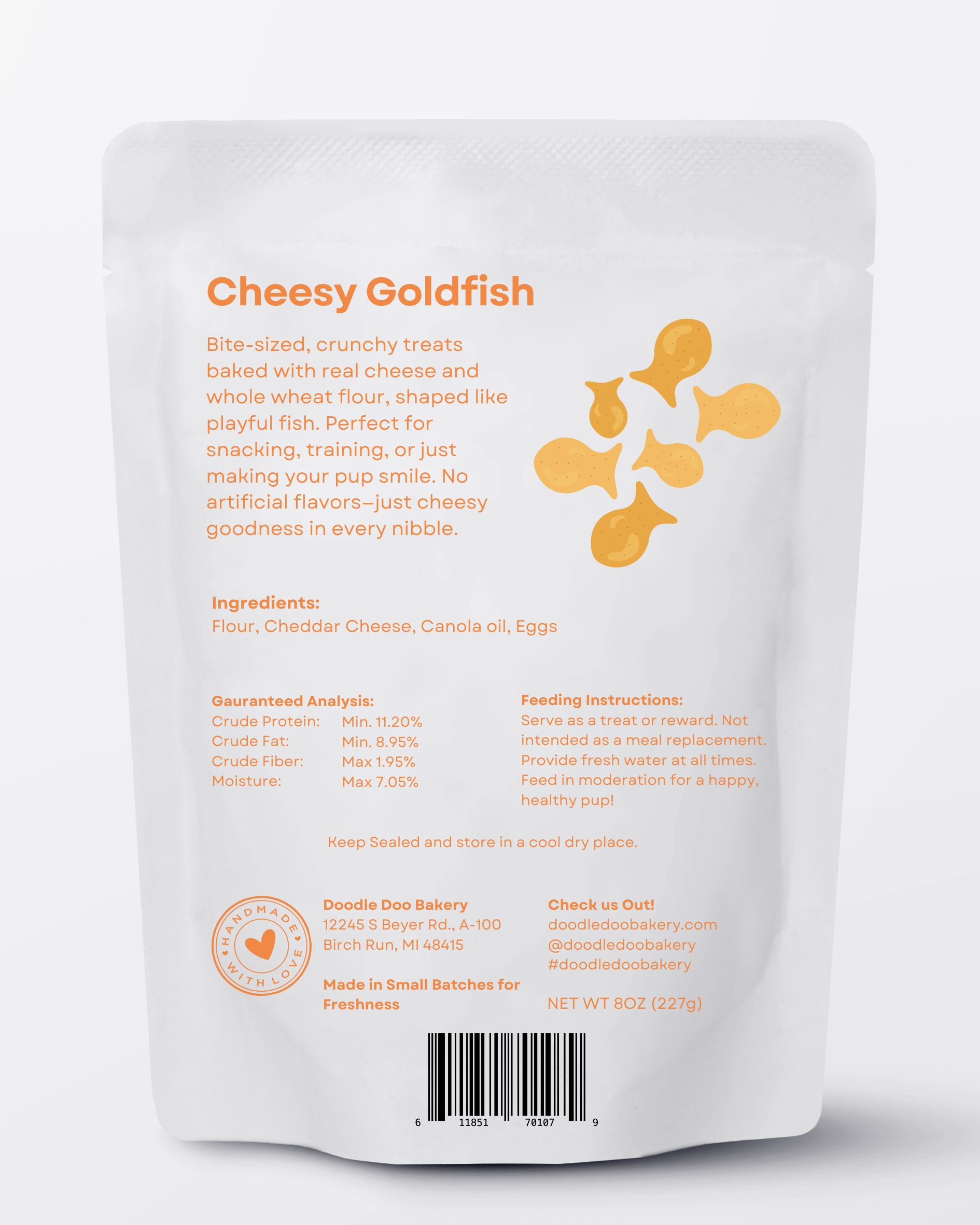 Homemade Dog Treats - Cheesy Goldfish 1/2lb 🐶-1