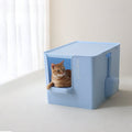Extra Large Semi-Enclosed Cat Litter Box with Step & Scoop Set-0