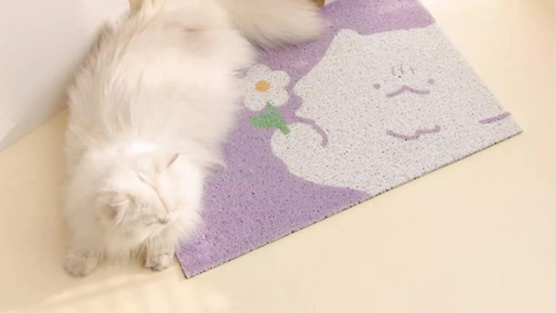 Floral PVC Coil Cat Litter Trapping Mat-2